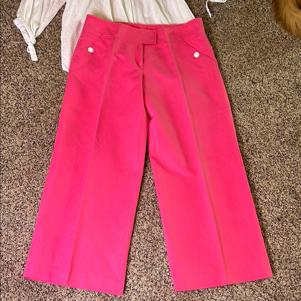 Vintage White Label Lilly Pulitzer Linen Blend Wide-Leg Sailor Pants